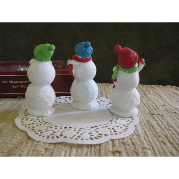 St Nicholas Square Snowman Figurines Block Set JOY - Picture 5 of 6